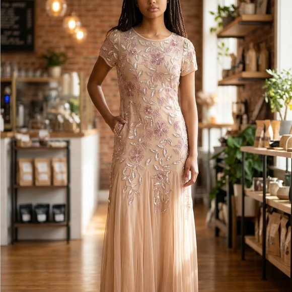 Adrianna Papell Blush Floral Maxi Dress - Picture 2 of 8